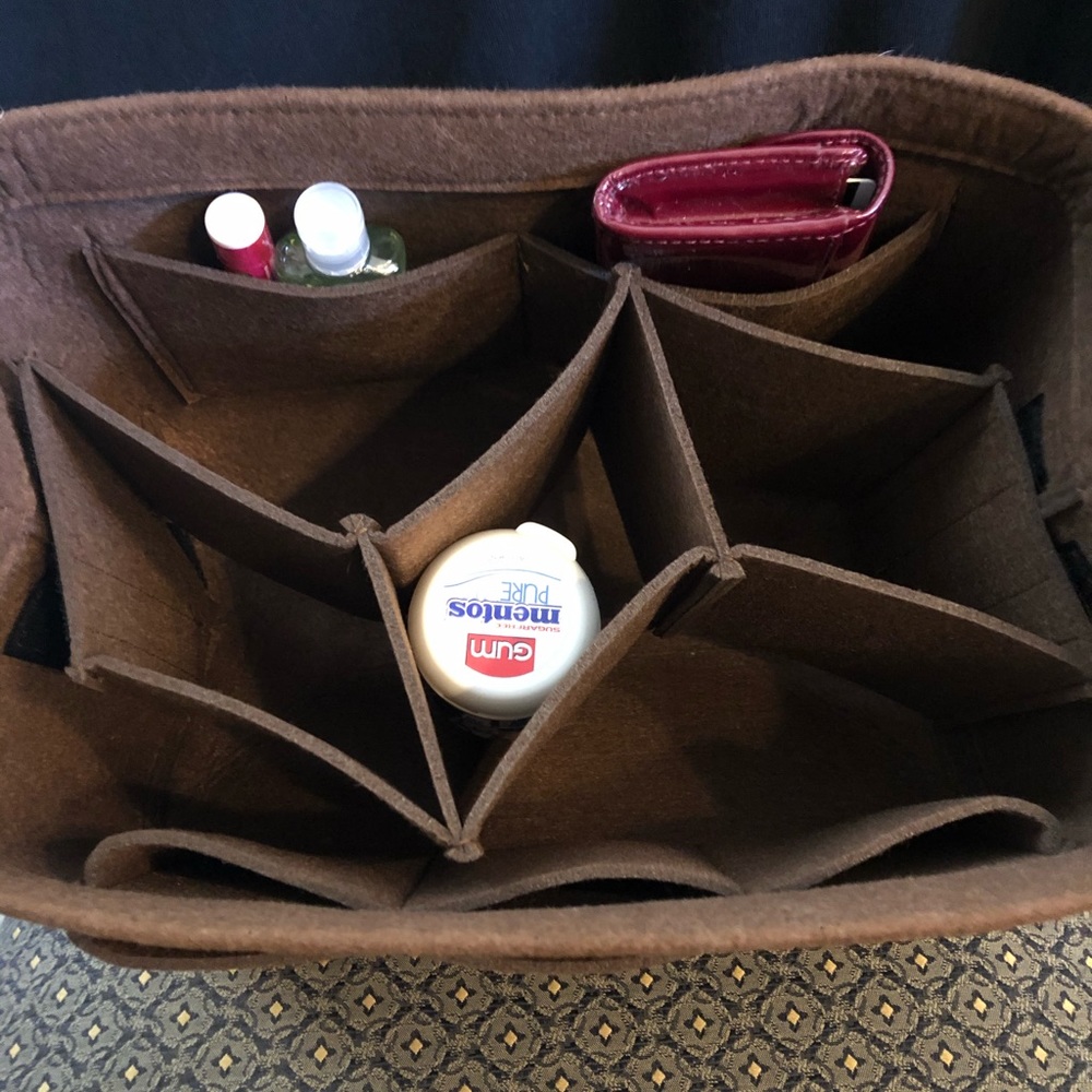 Purse tote XL Insert + 3 pocket rich + zipper compartment +key strap brown 40 GM - Picture 6 of 6